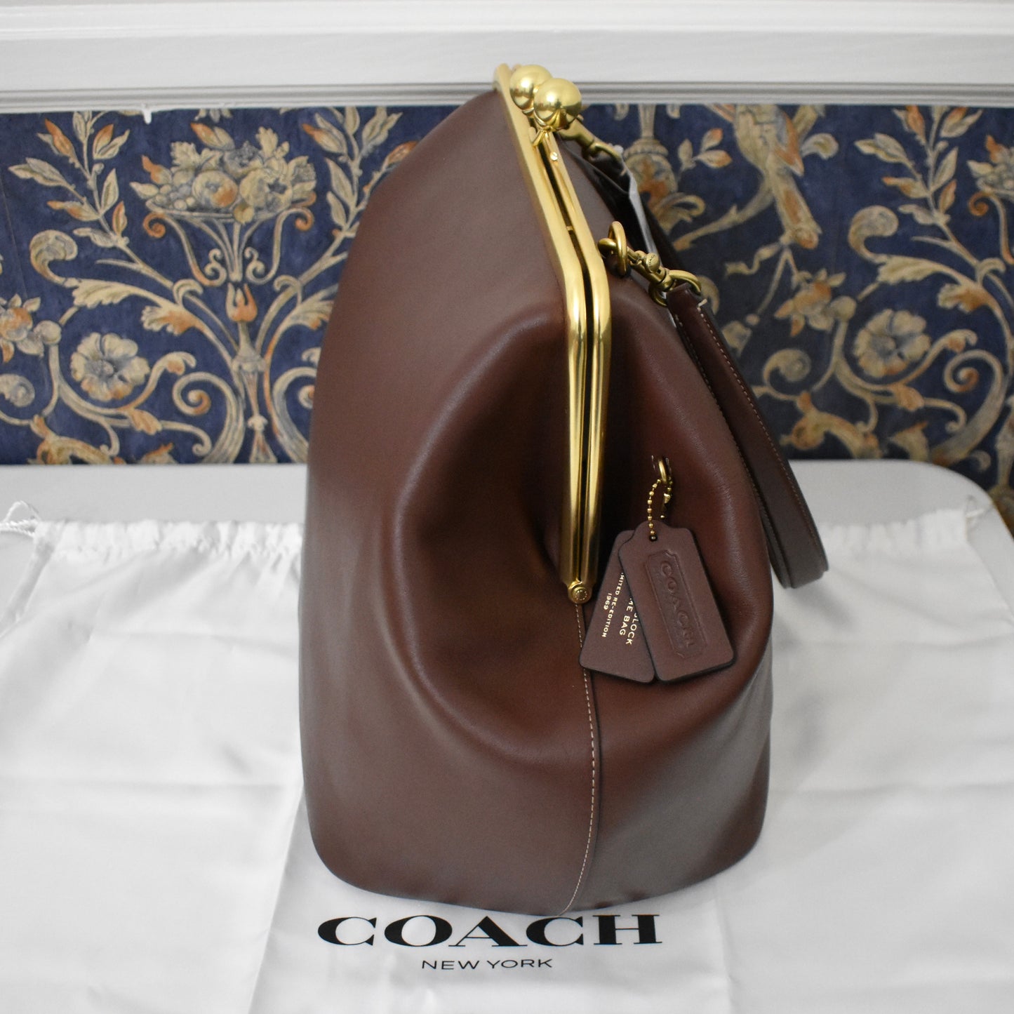 Coach - Large Kisslock Frame Bag (Dark Brown)