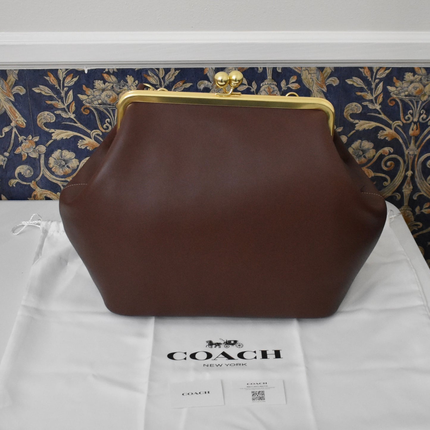 Coach - Large Kisslock Frame Bag (Dark Brown)