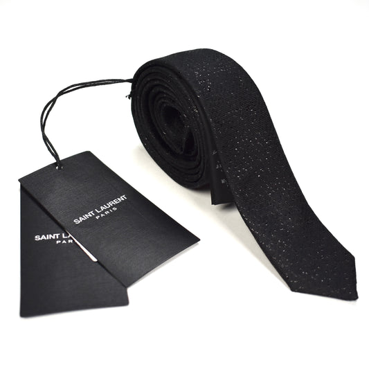 Saint Laurent - Black Glitter Effect Silk Tie