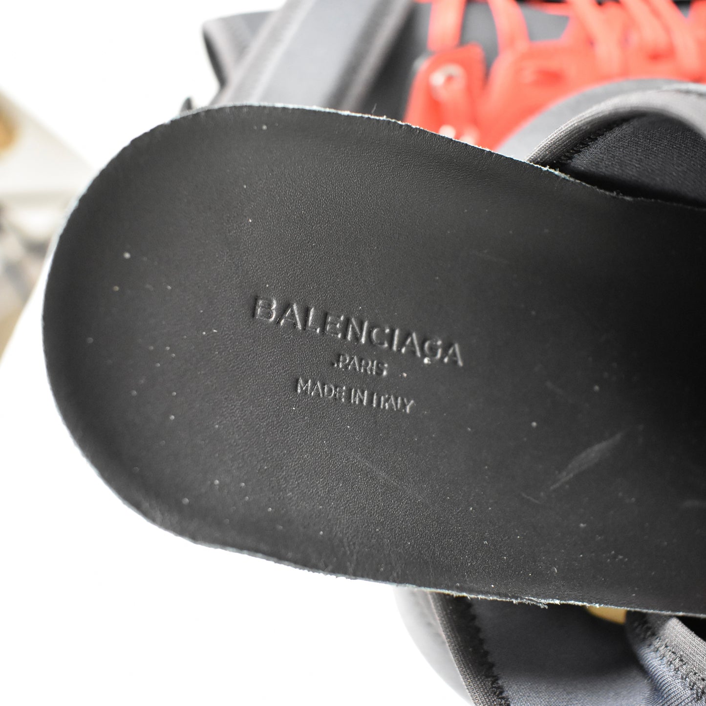 Balenciaga - Red / Navy Multi Material Mid Top Sneakers