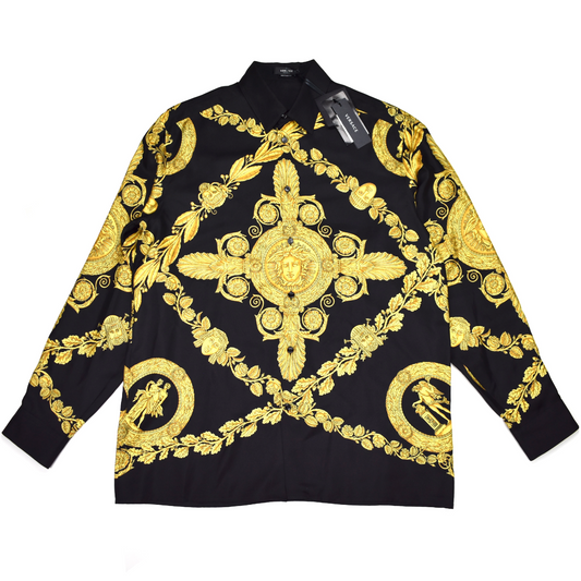 Versace - Black / Gold Barocco Print Silk Shirt