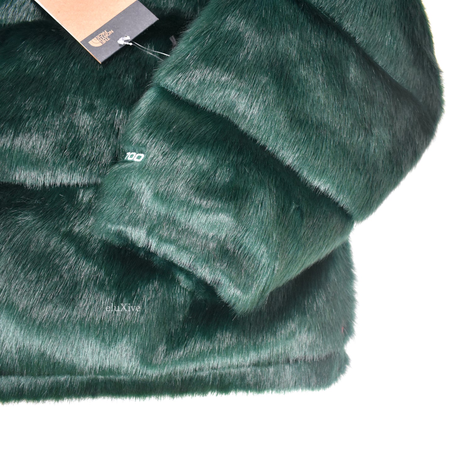 Supreme x The North Face - Green Faux Fur Nuptse Jacket