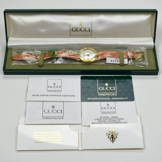 Gucci - 3800M Gold Cream Dial Chronograph Watch