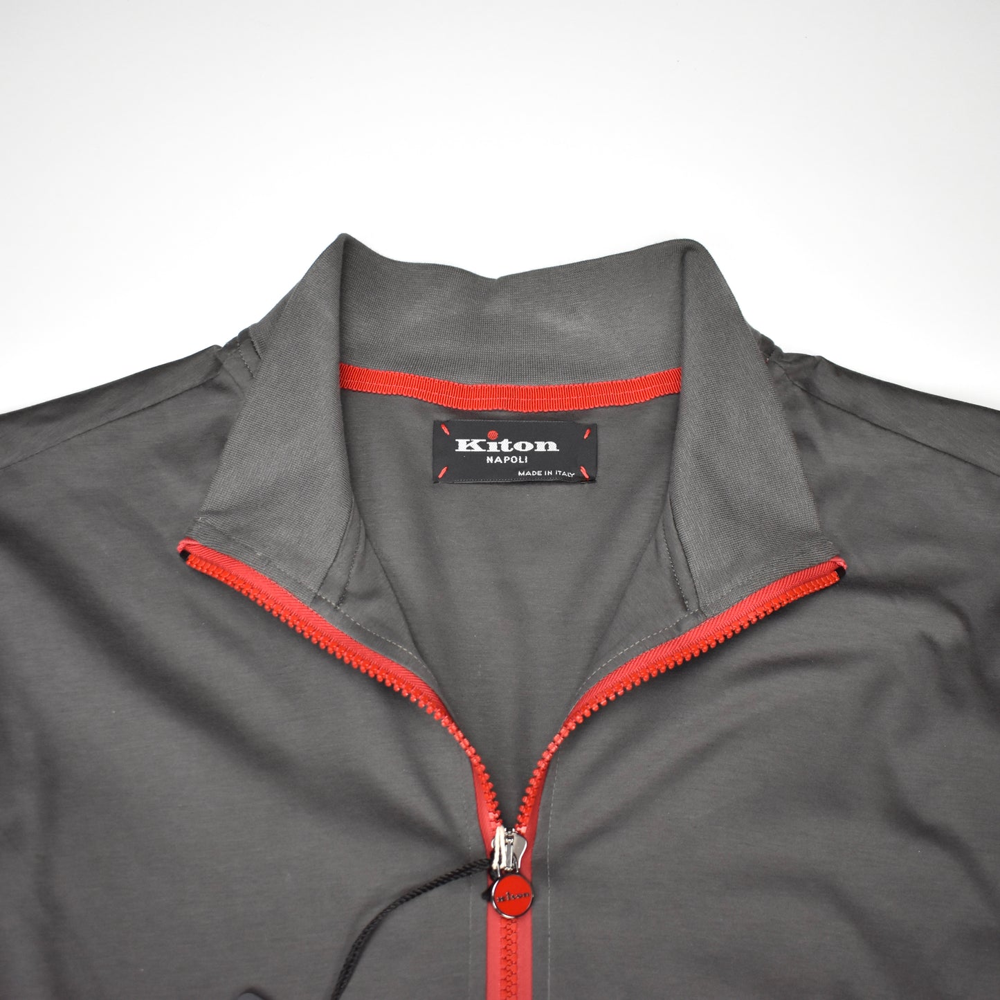 Kiton - Red Stitch Lightweight Track Jacket (Charcoal Gray)