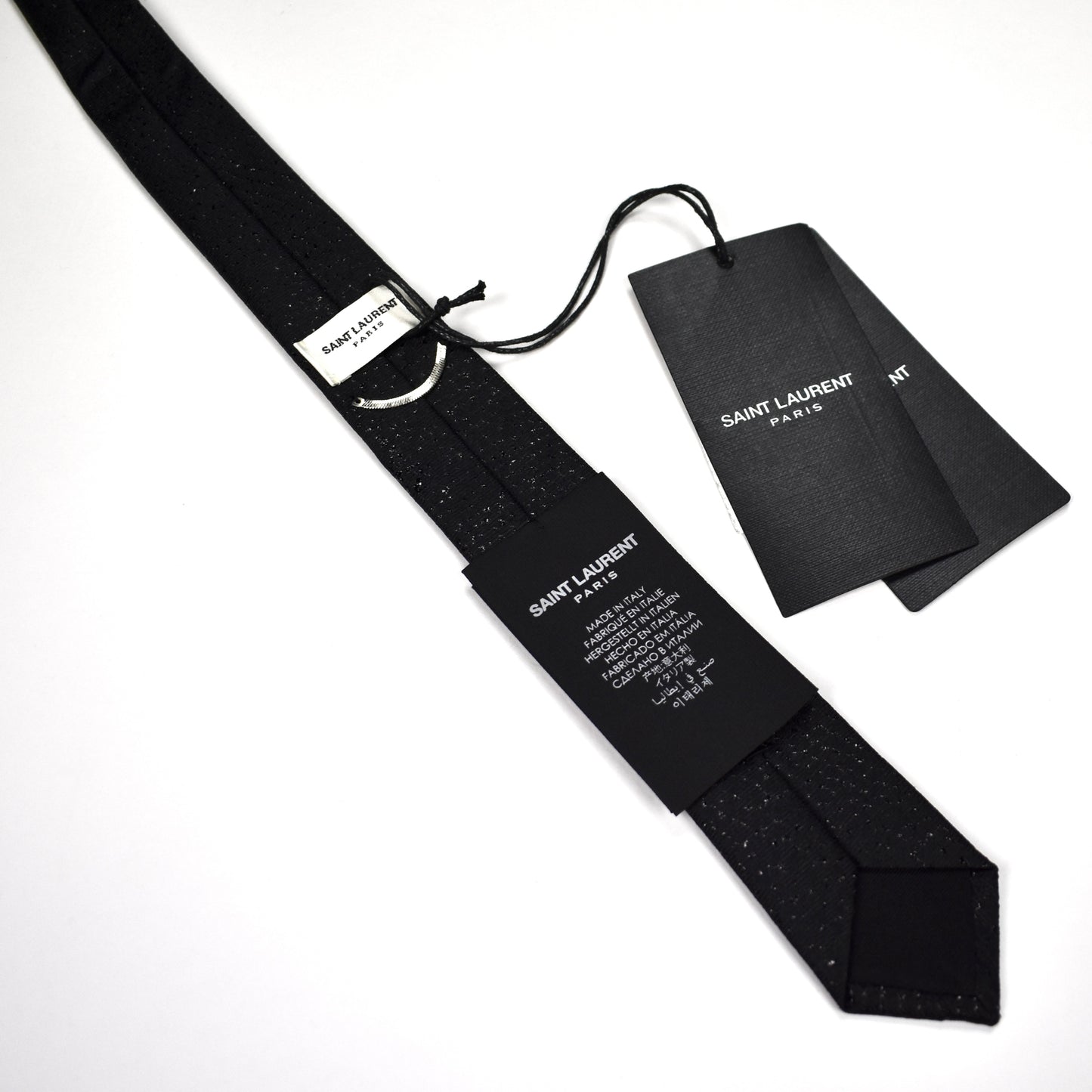 Saint Laurent - Black Glitter Effect Silk Tie