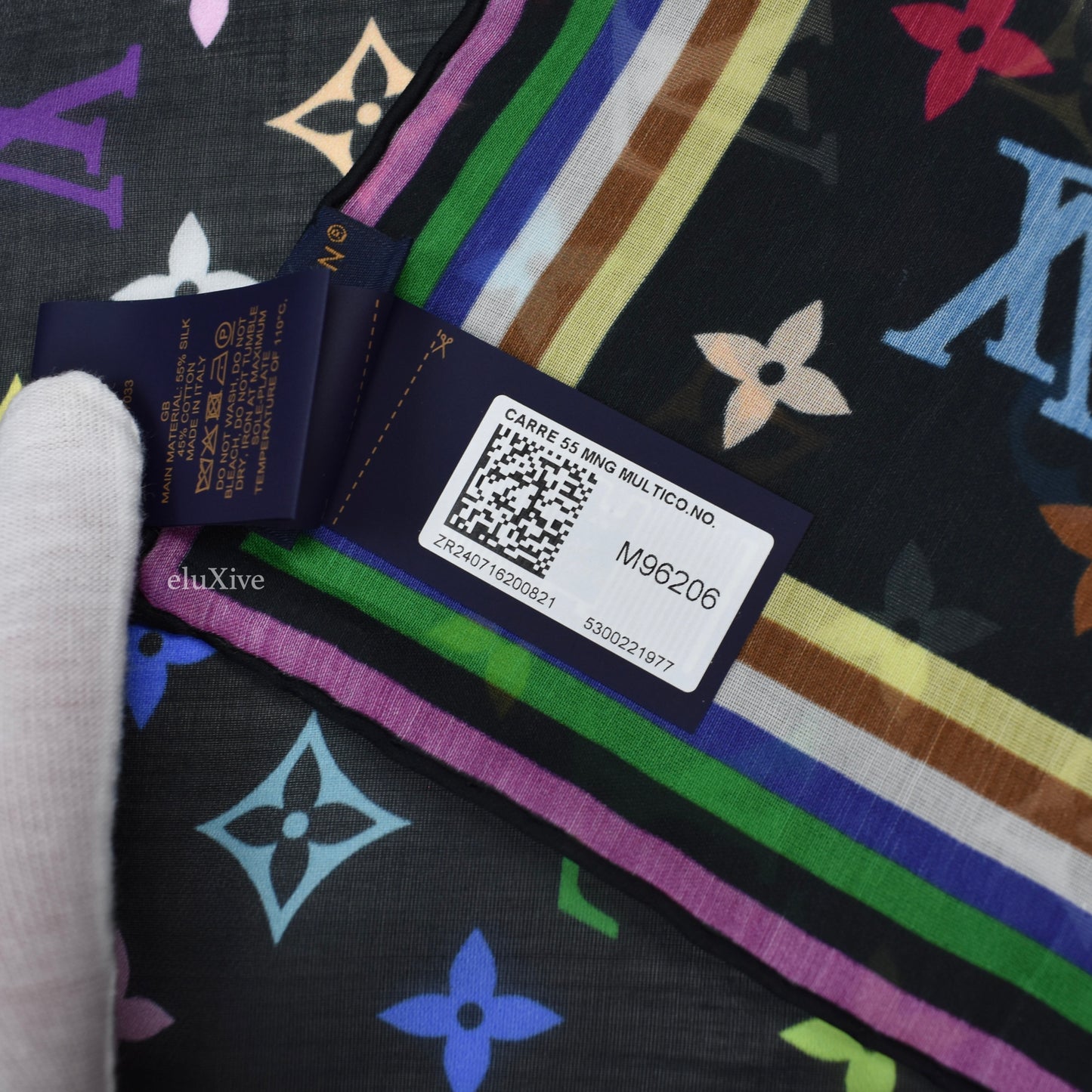 Louis Vuitton x Murakami - Multicolor Square 55 Silk Scarf/Bandana (Black)