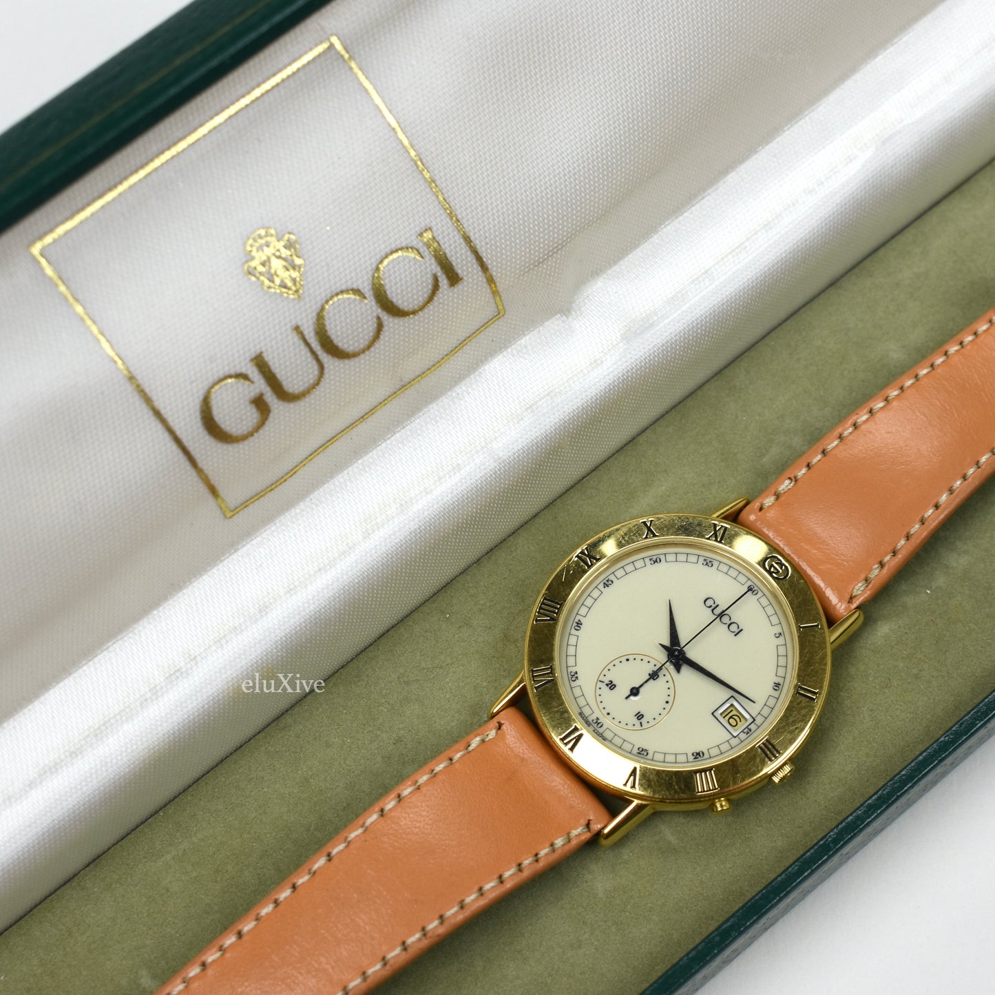 Gucci - 3800M Gold Cream Dial Chronograph Watch