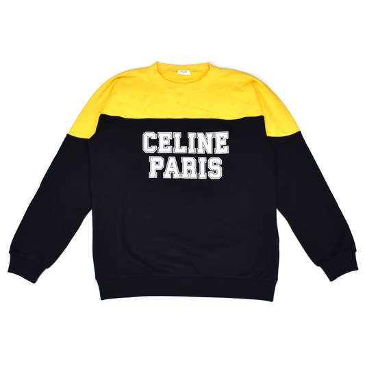 Celine - Black/Yellow Logo Print Football Sweatshirt