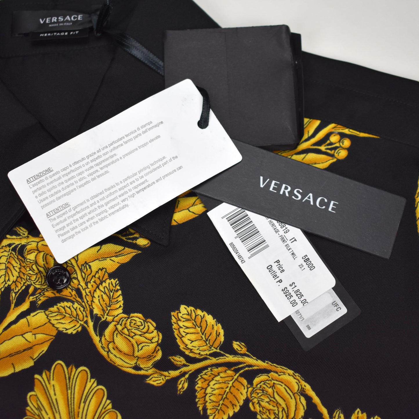 Versace - Black / Gold Barocco Print Silk Shirt