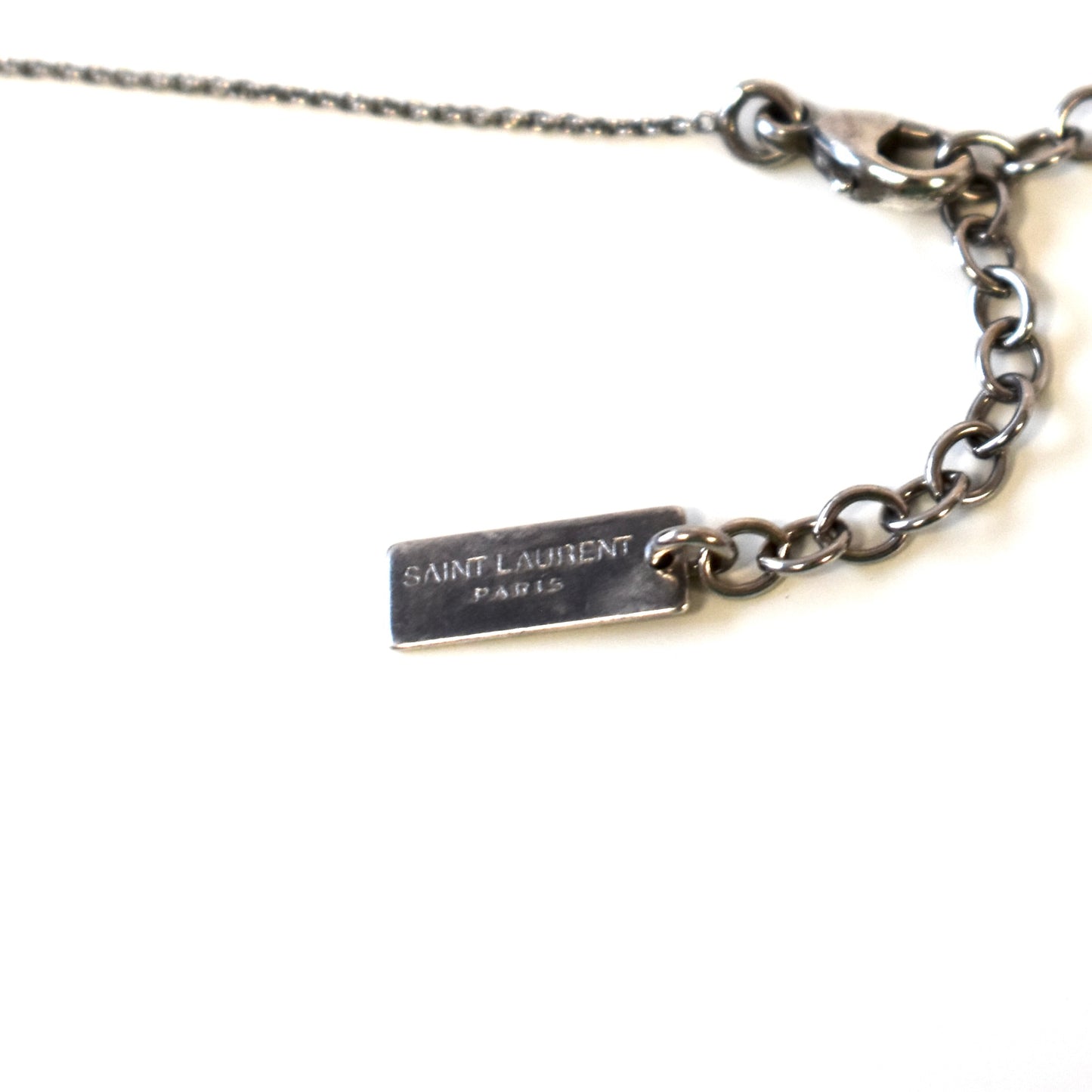 Saint Laurent - Silver Cross/Clover Crystal Pendant Necklace