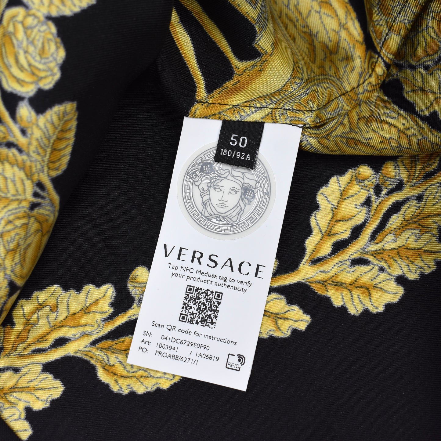 Versace - Black / Gold Barocco Print Silk Shirt