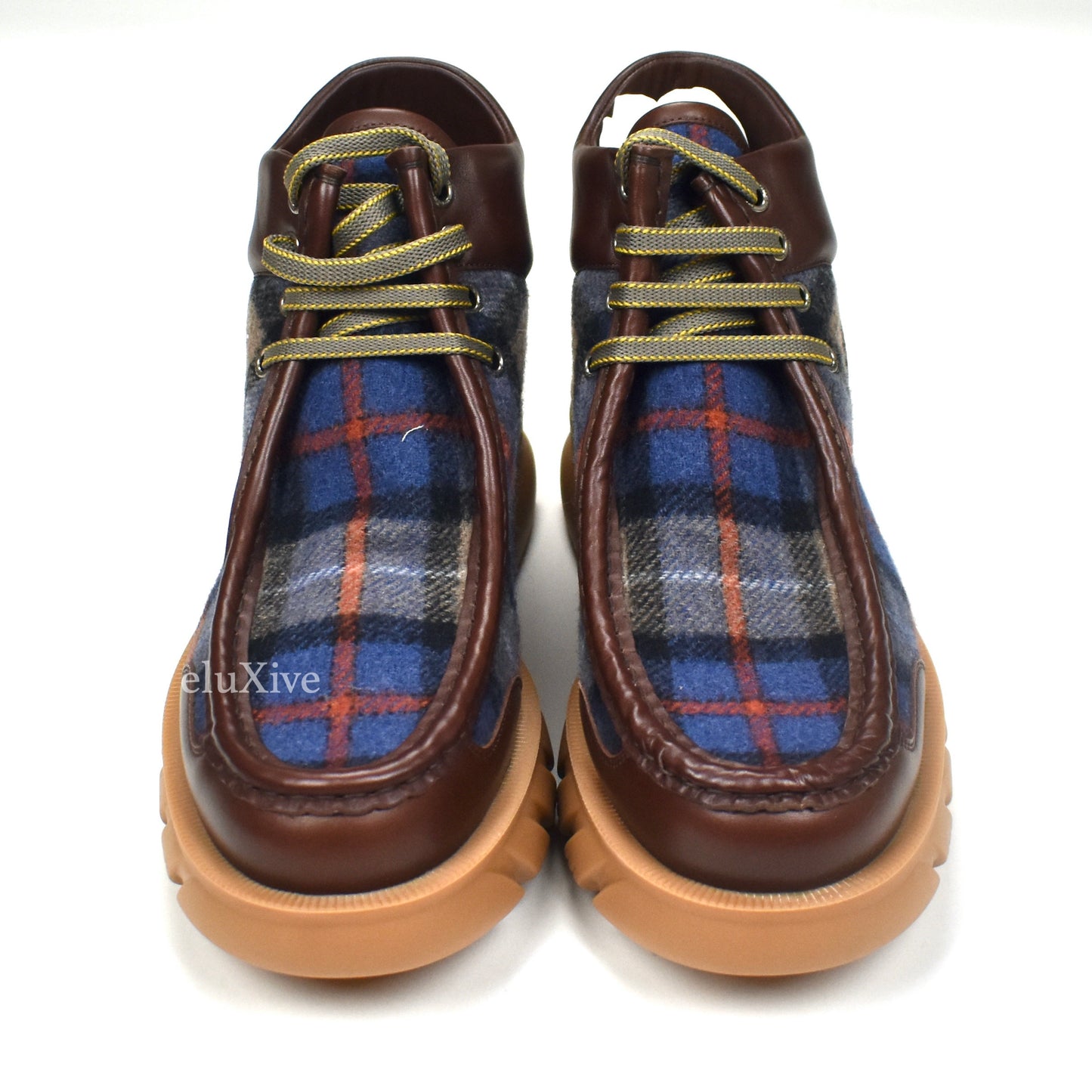Gucci - Plaid Wool / Leather Chunky Sole Hiking Boots