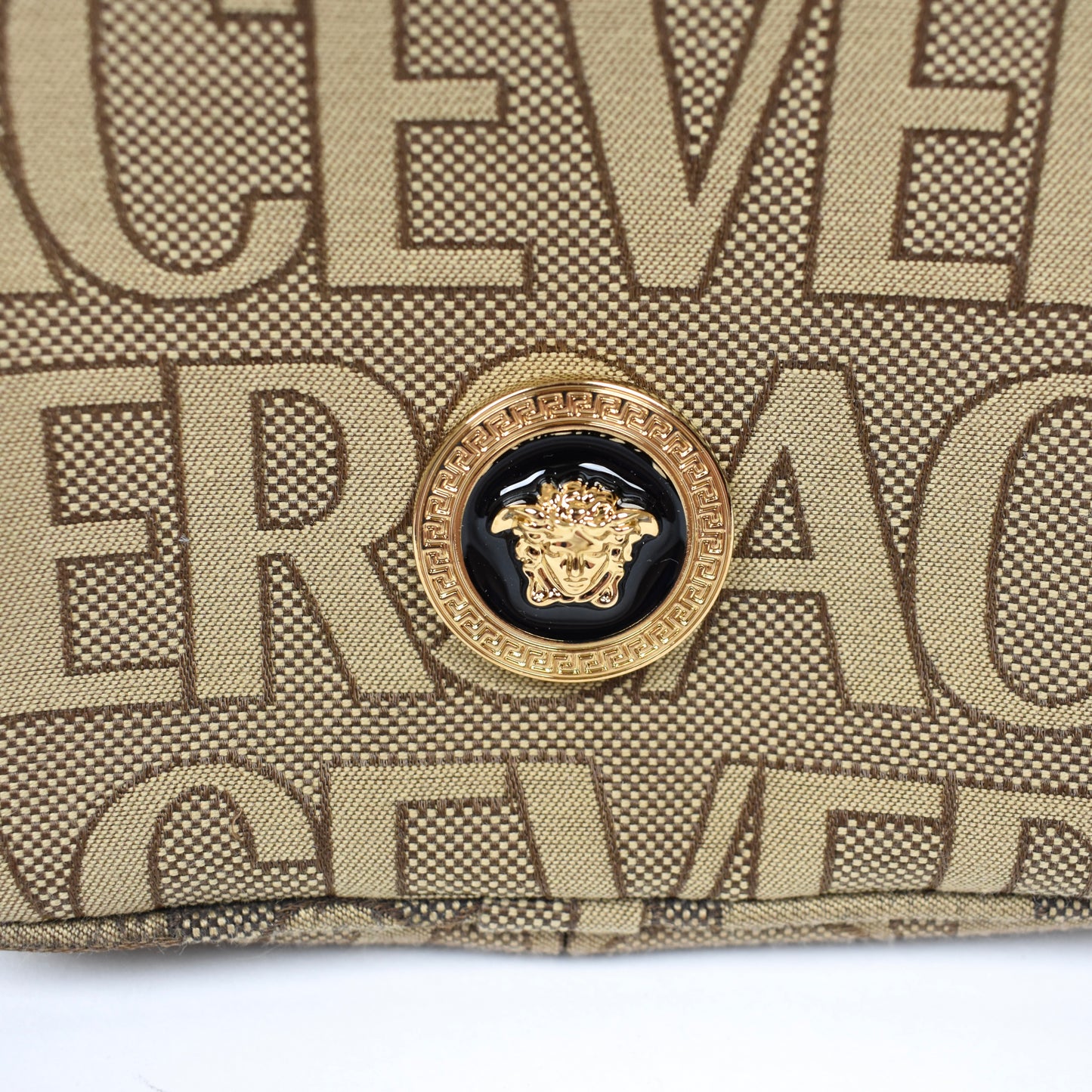 Versace - Brown Logo Woven Crossbody Bag