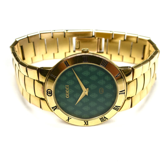 Gucci - 3300M Gold / Green Crest Dial Watch