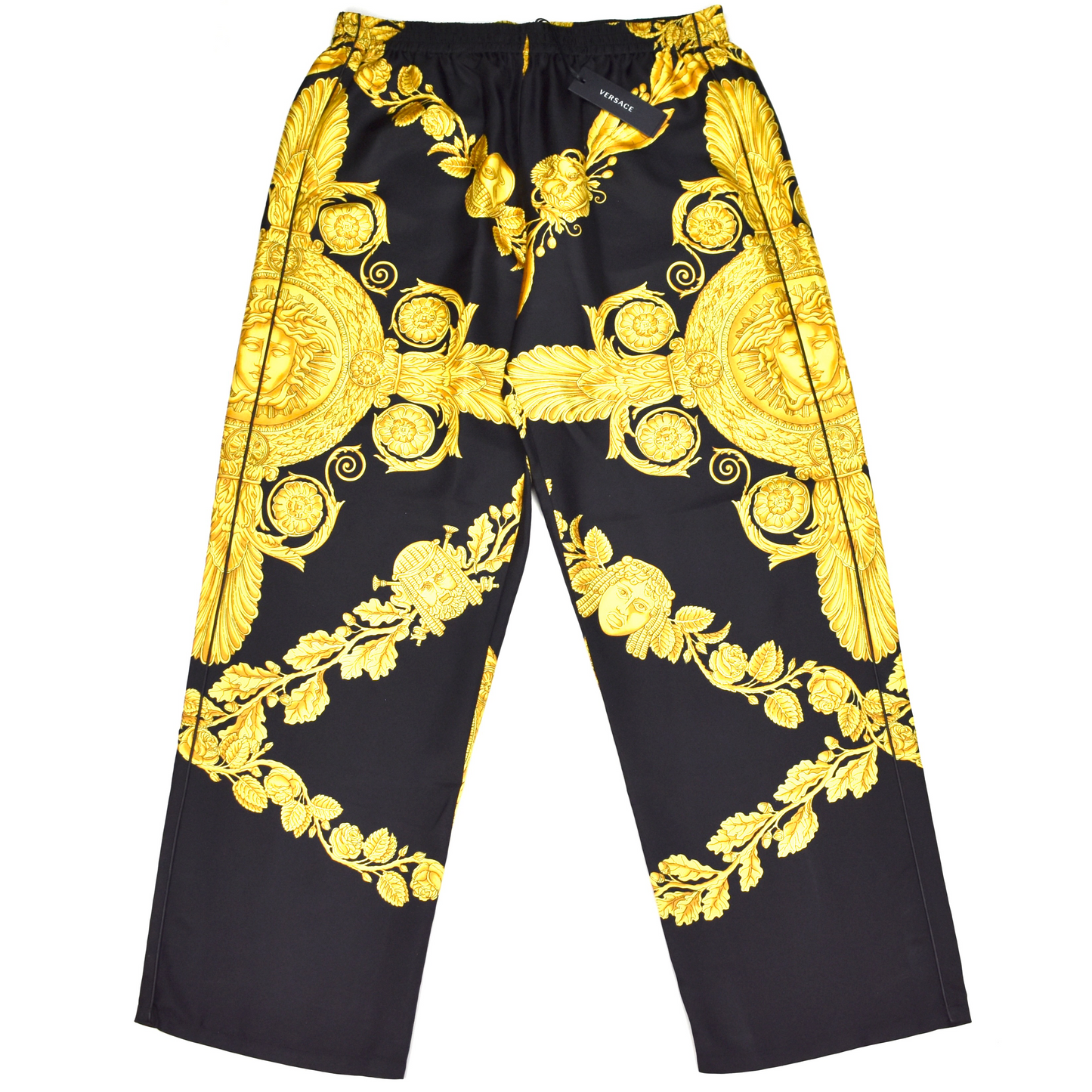 Versace - Black / Gold Barocco Print Silk Lounge Pants