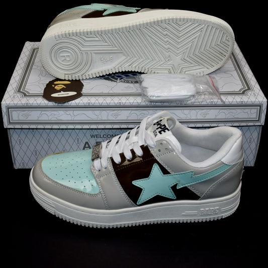 Bape - Bapesta Low Patent Leather 'Tiffany' (Blue/Gray/Brown)