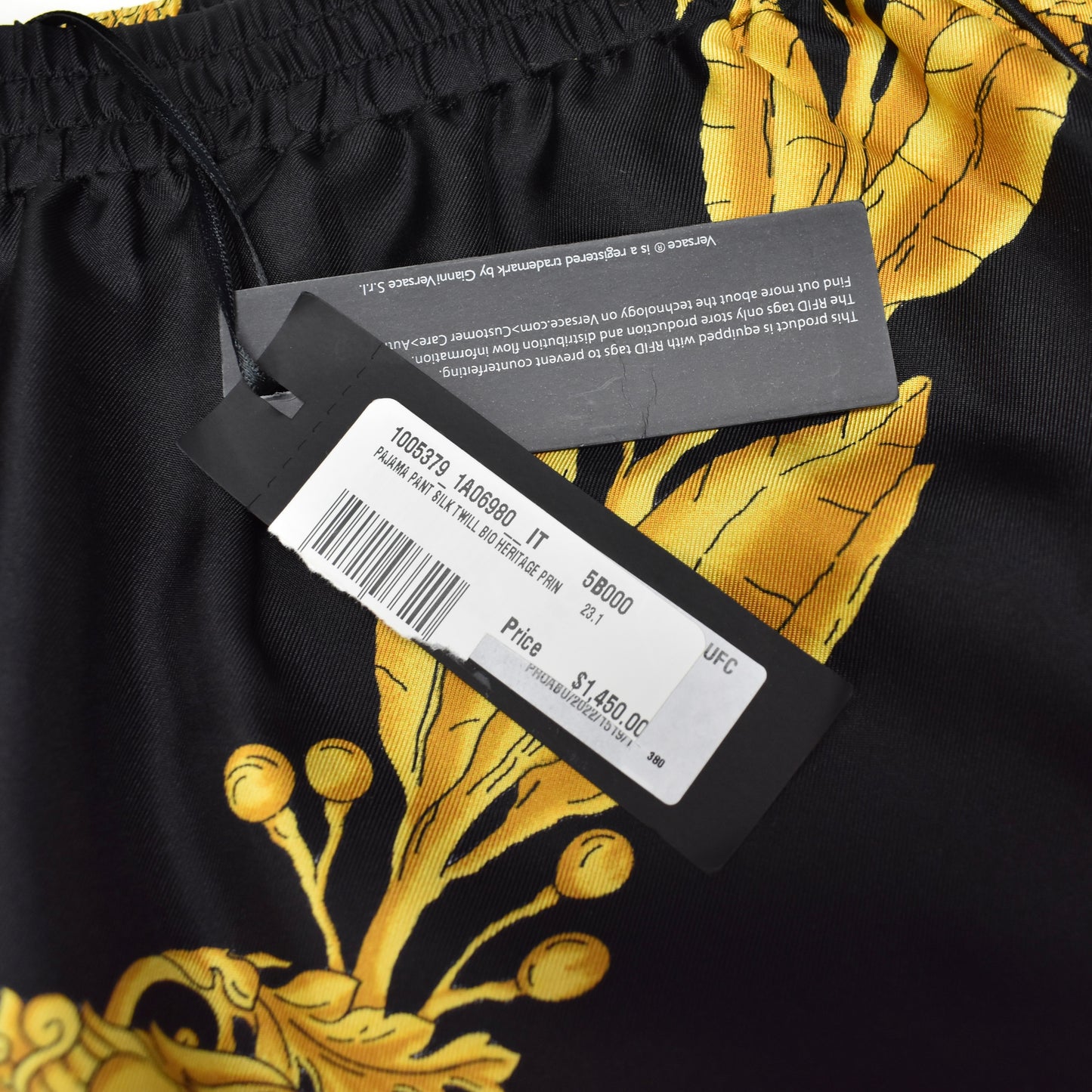 Versace - Black / Gold Barocco Print Silk Lounge Pants