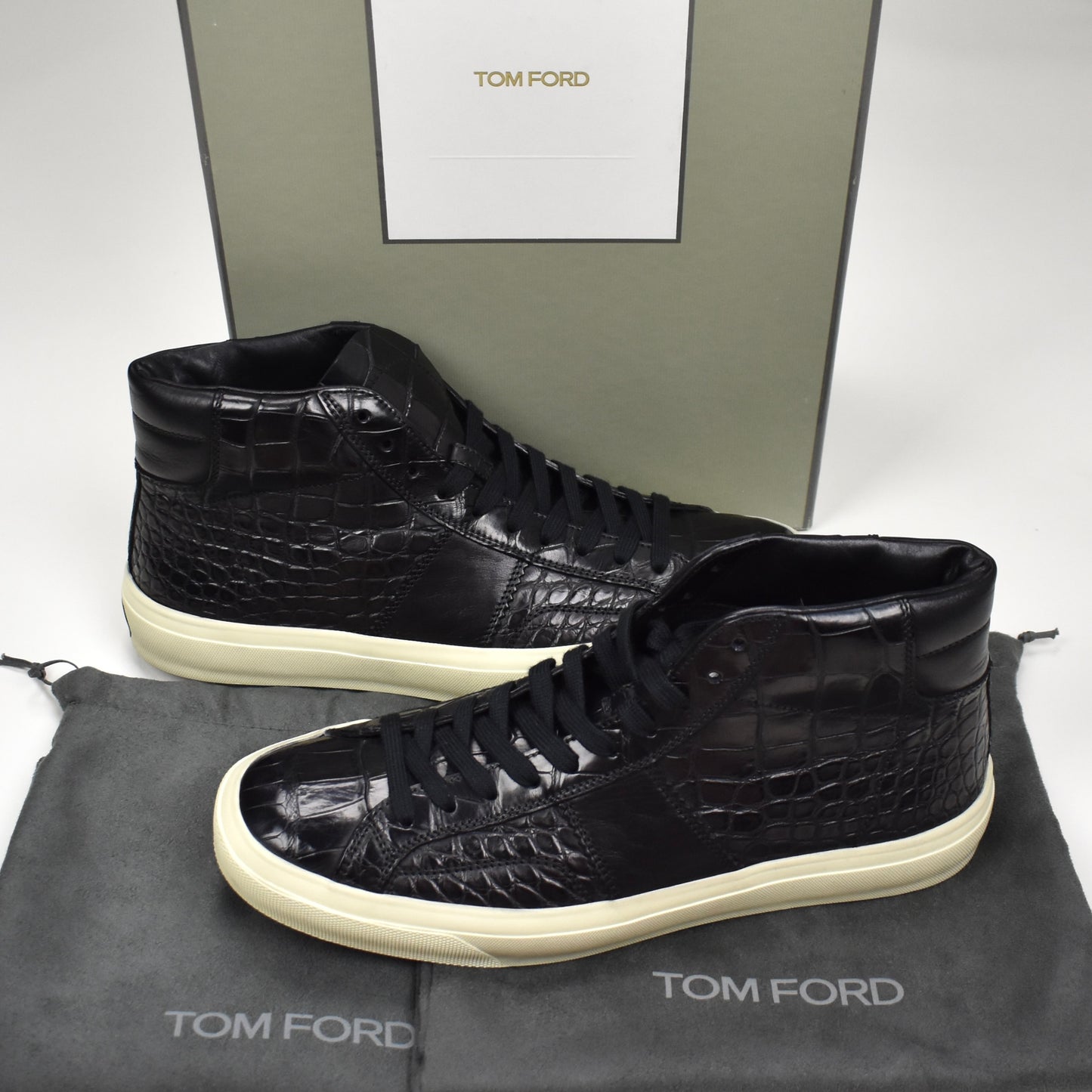 Tom Ford - Black Exotic Alligator Cambridge Sneakers