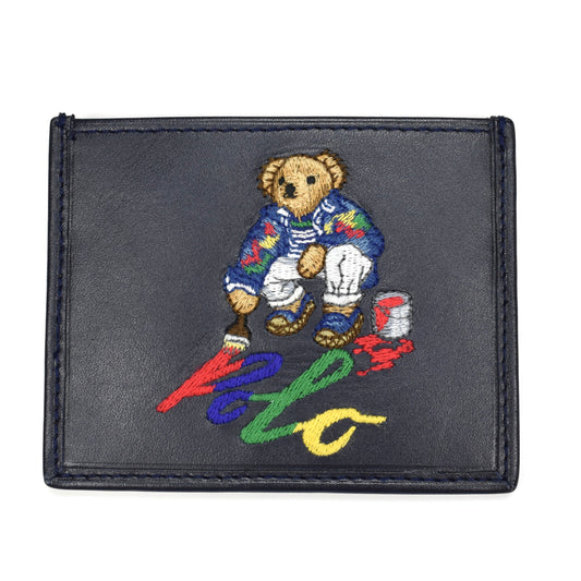 Polo Ralph Lauren - Navy Leather Bear Embroidered Card Holder