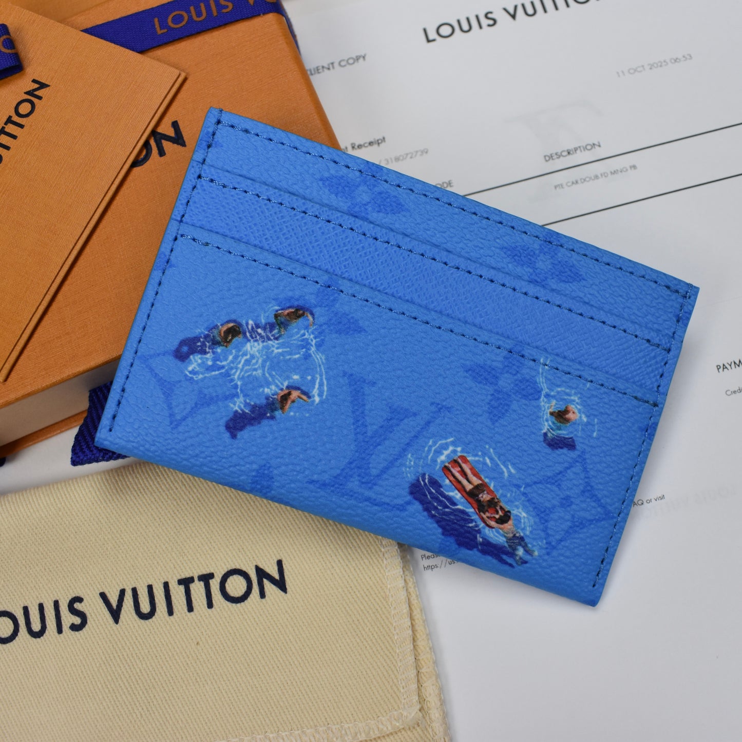 Louis Vuitton - Swim Monogram Double Card Holder (Blue Lagoon)