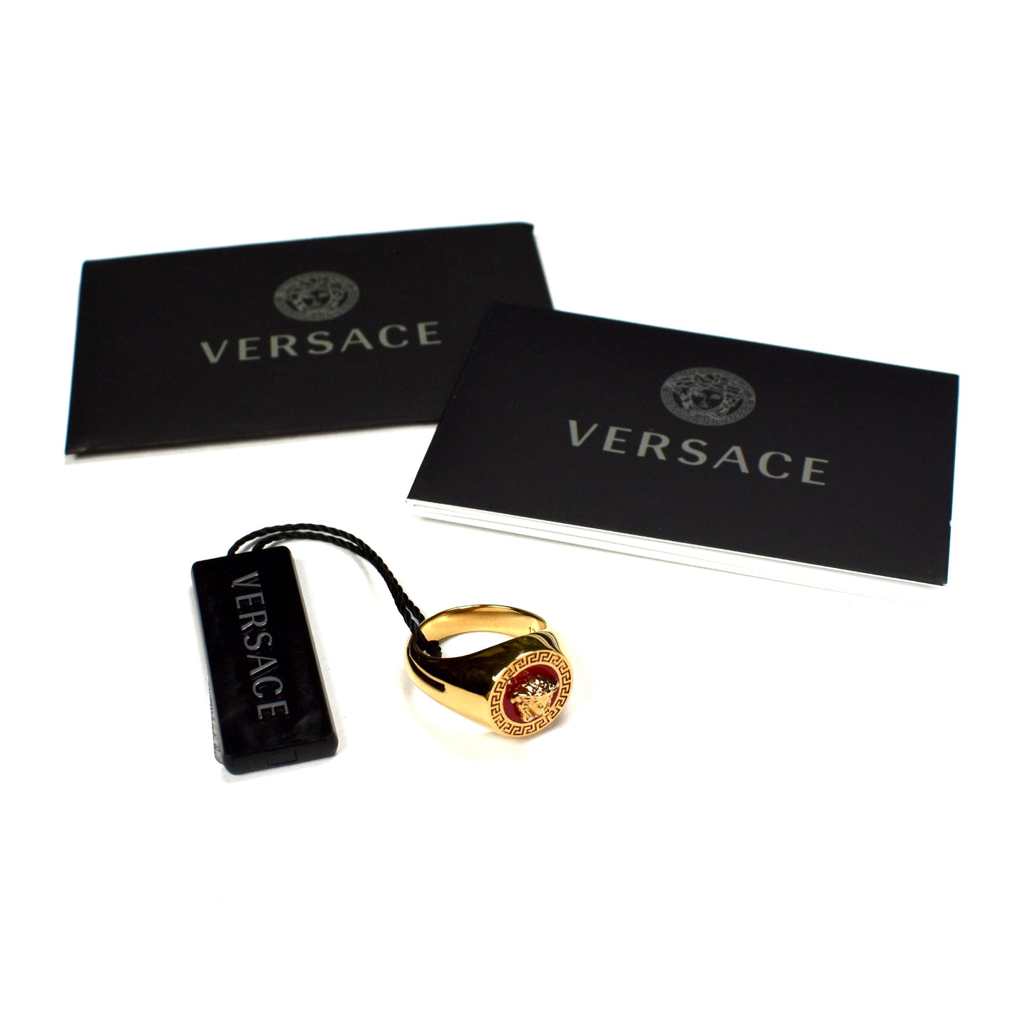 Versace - Gold / Red Enamel Medusa Ring