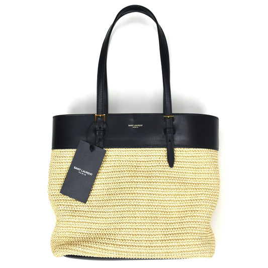 Saint Laurent - Mini Raffia Boucle / Black Leather Bag