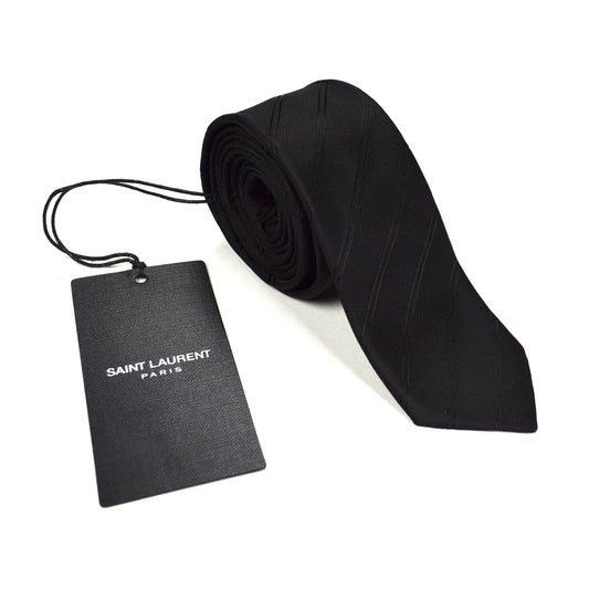 Saint Laurent - Black Tonal Striped Silk Tie