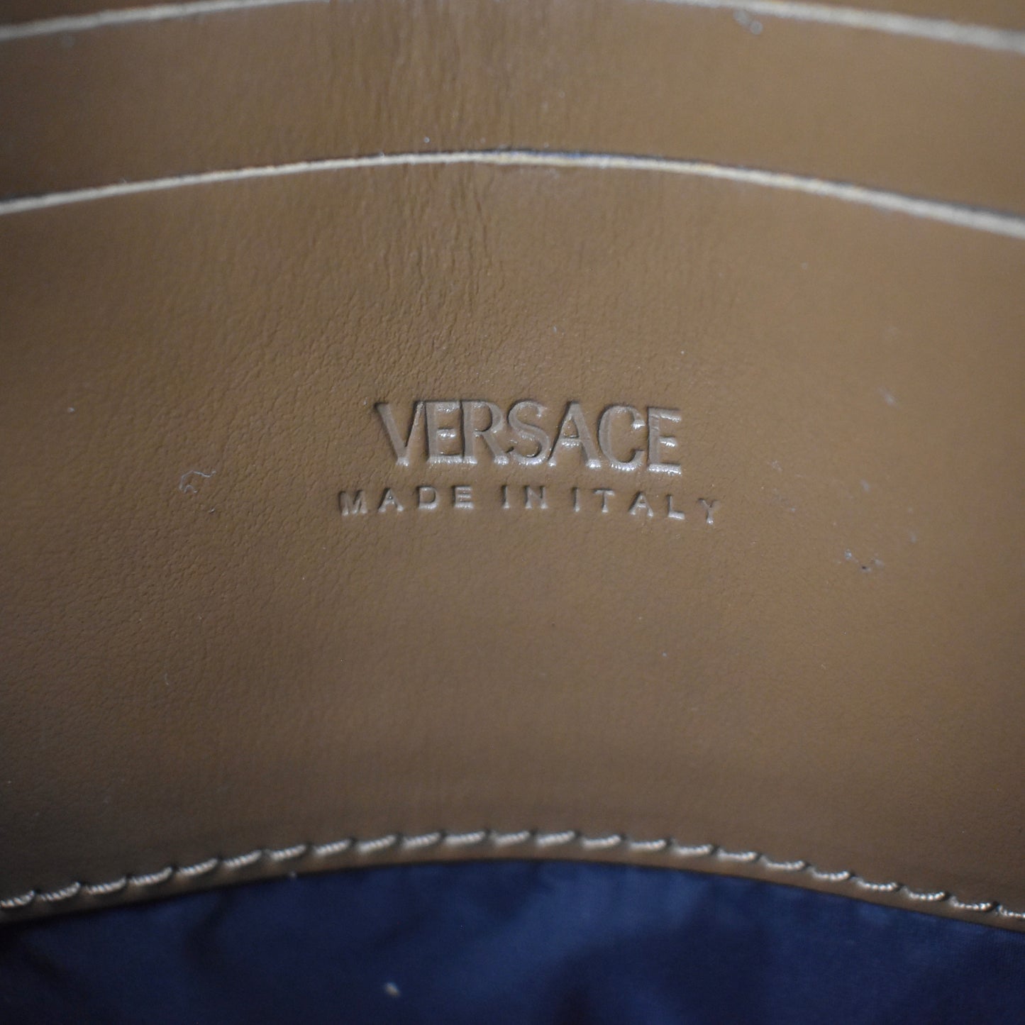 Versace - Brown Logo Woven Crossbody Bag