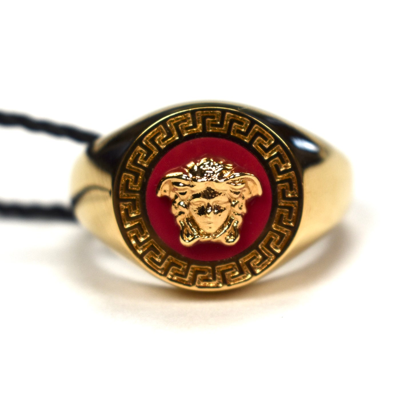 Versace - Gold / Red Enamel Medusa Ring