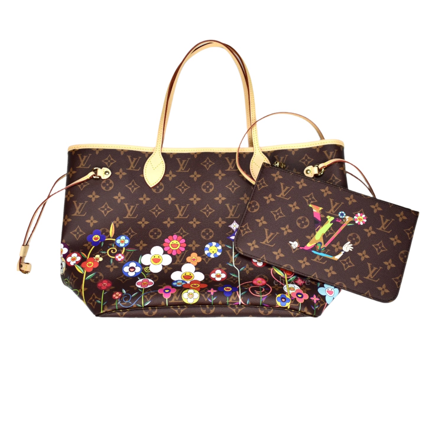 Louis Vuitton x Murakami - Flowers Monogram Neverfull MM Bag (Brown)