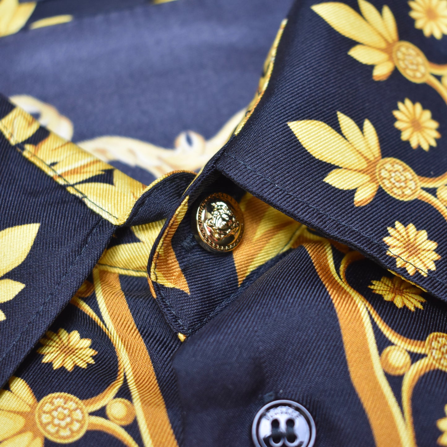 Versace - Black / Gold 100% Silk Baroque Print Shirt