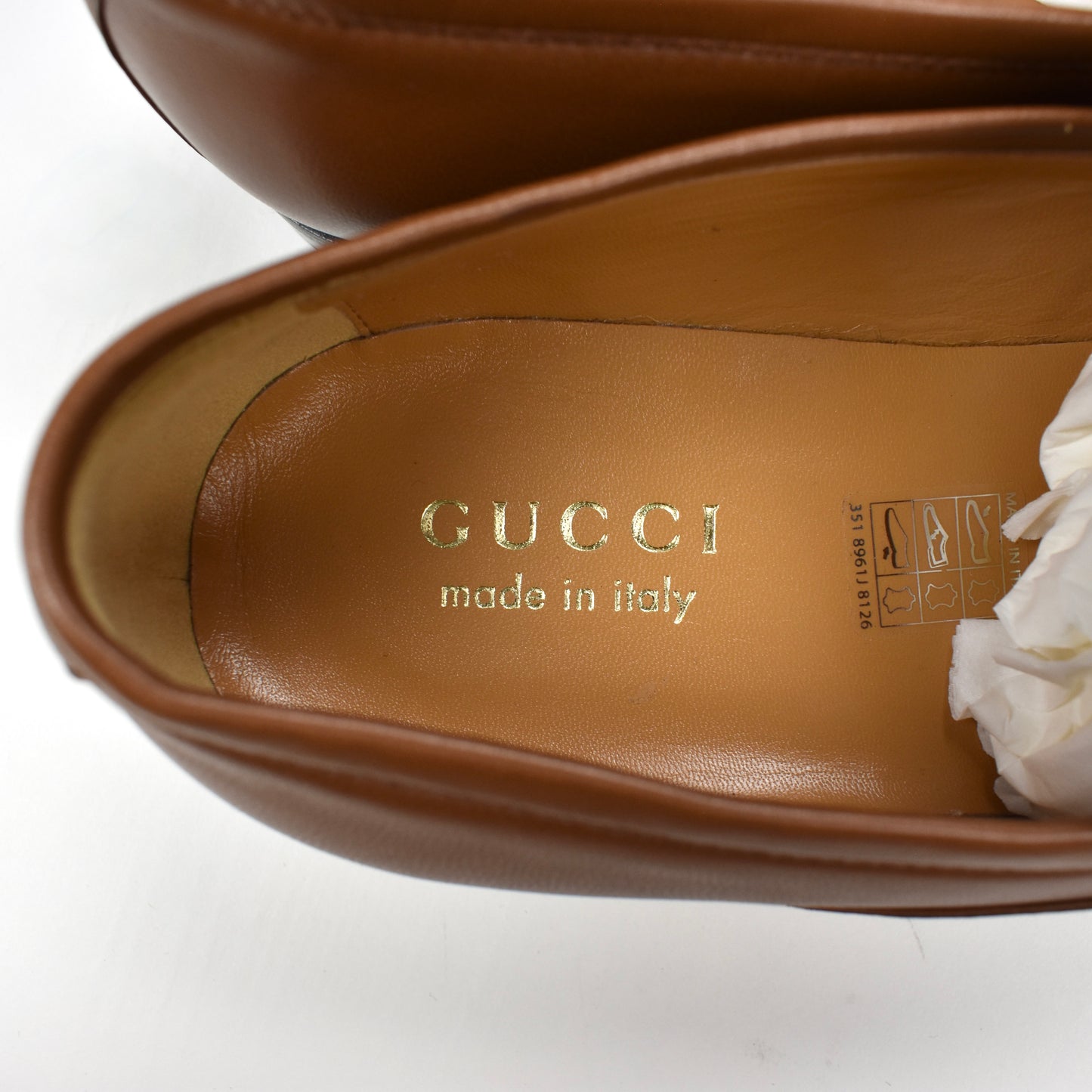 Gucci - Brown Leather GG Chain Logo Loafers