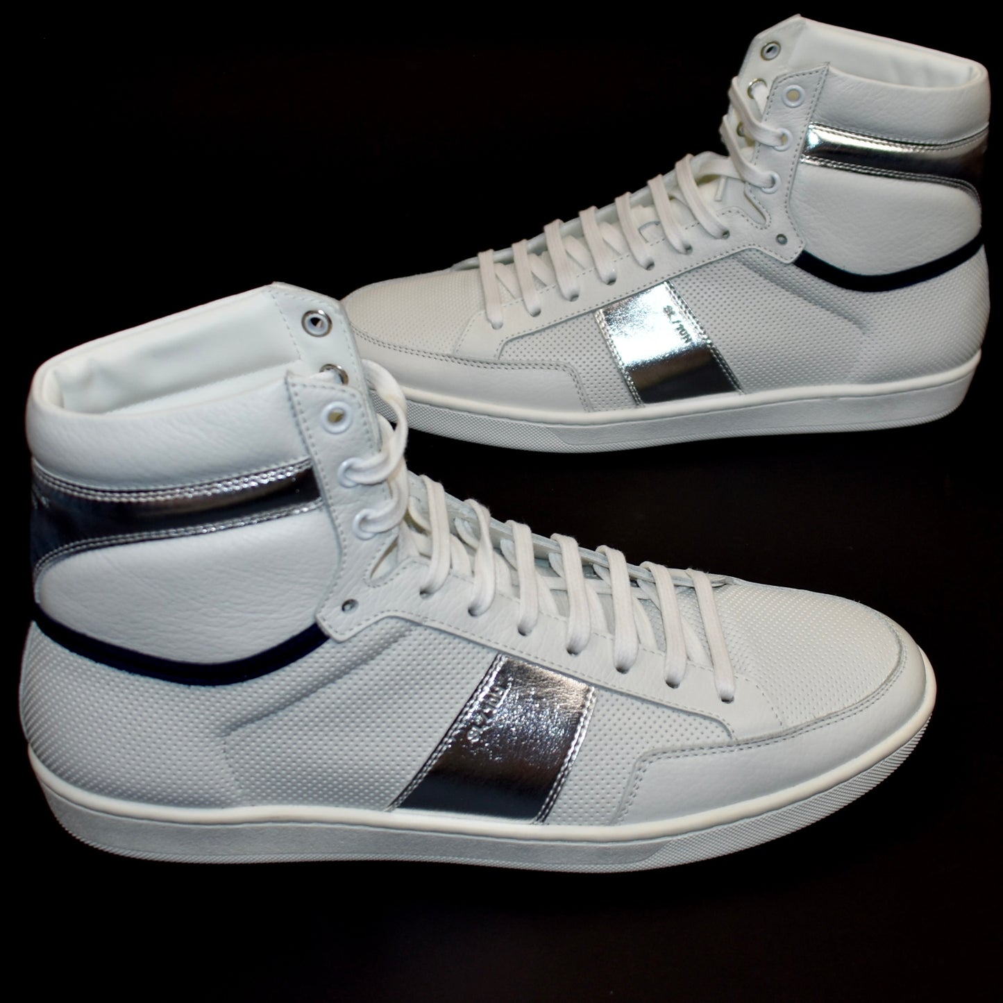 Saint Laurent - White/Silver SL/10H High Top Sneakers