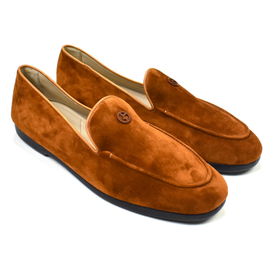 Giorgio Armani - Brown Calf Suede Slippers / Loafers