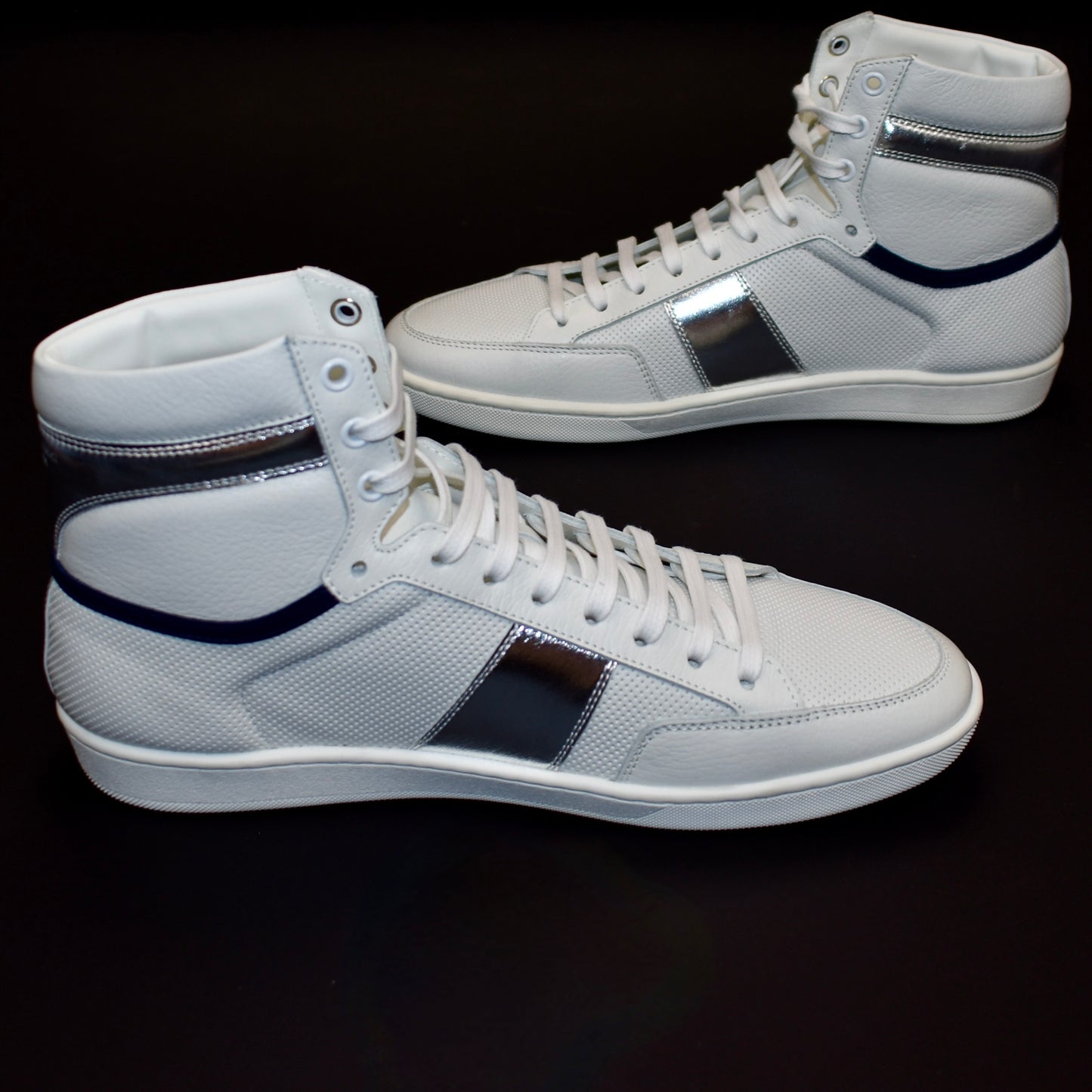 Saint Laurent - White/Silver SL/10H High Top Sneakers