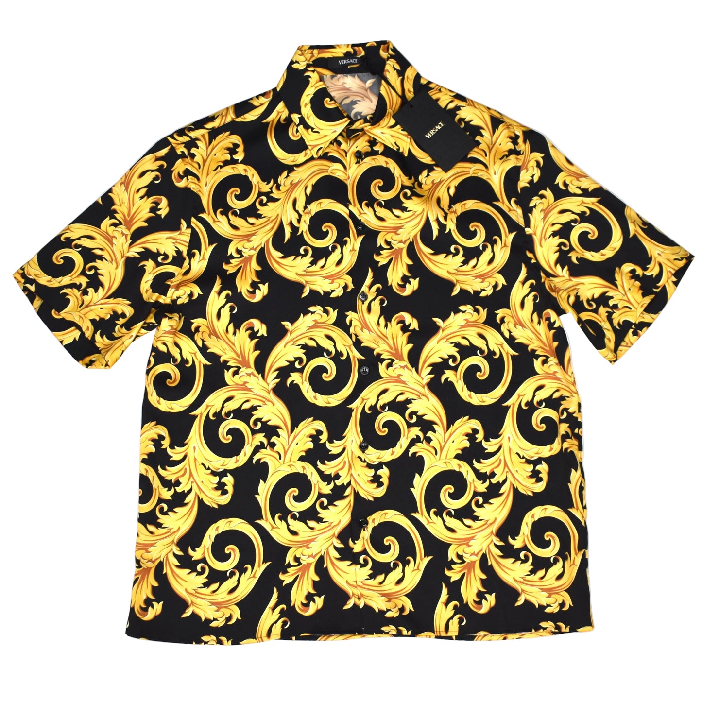 Versace - Black / Gold Baroque Leaf Twill Shirt