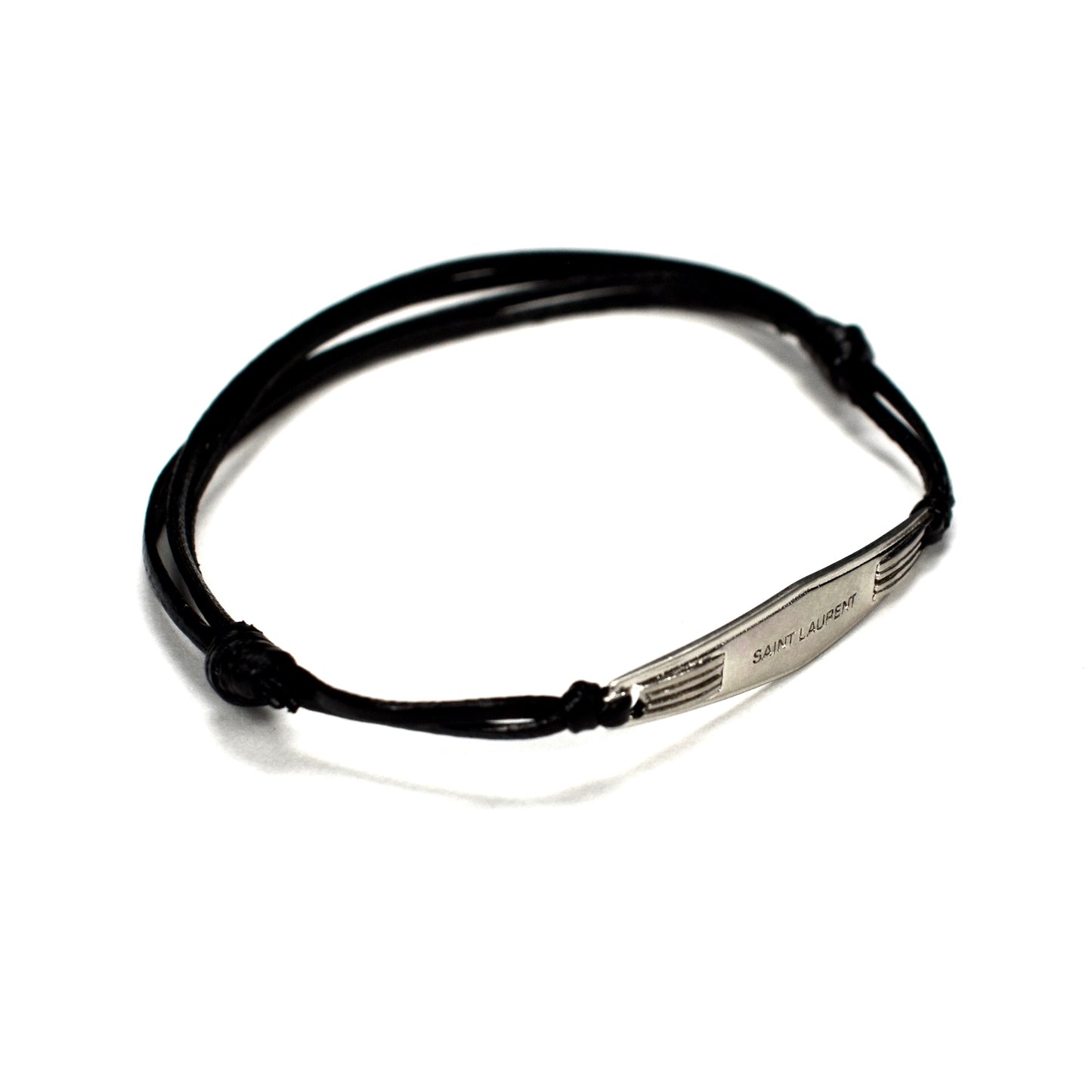 Saint Laurent - Silver Nameplate Leather ID Bracelet