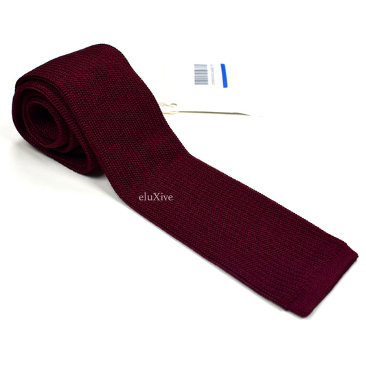 Brioni - Burgundy 100% Silk Tricot Knit Tie