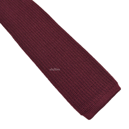 Brioni - Burgundy 100% Silk Tricot Knit Tie