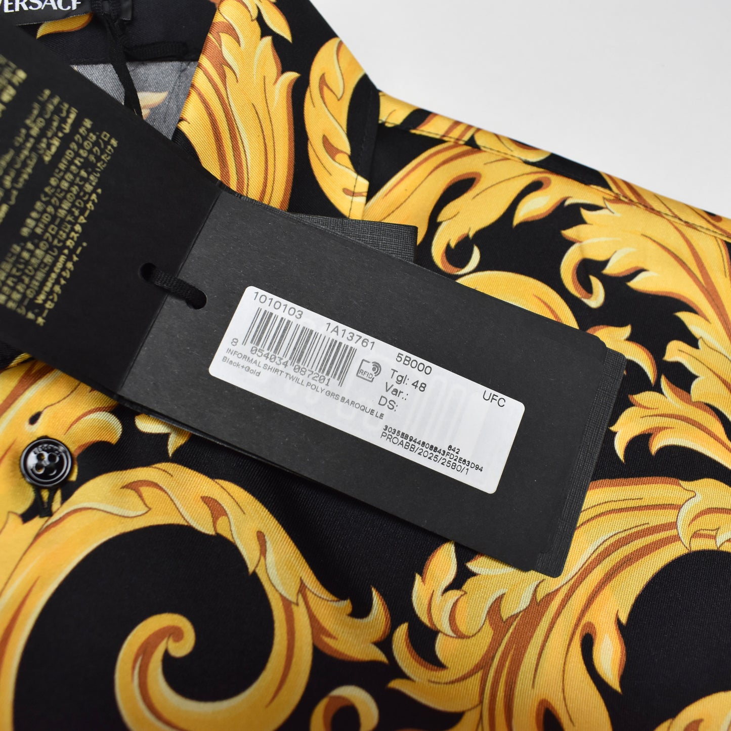 Versace - Black / Gold Baroque Leaf Twill Shirt