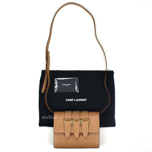 Saint Laurent - Vintage Tan Leather 3 Buckle Bag