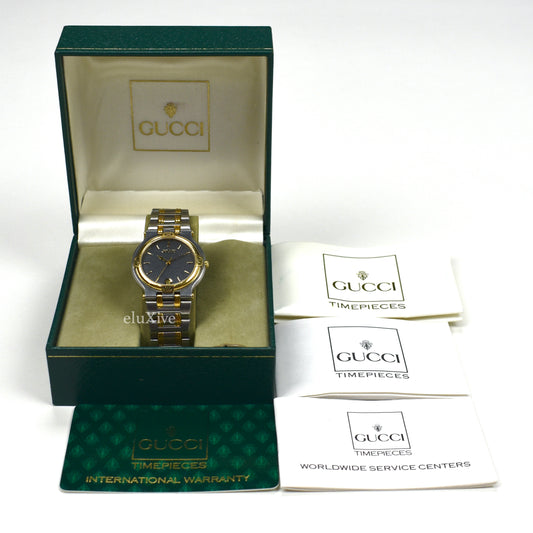 Gucci - 9000M Gold / Steel Graphite Dial Watch (Solid Links)