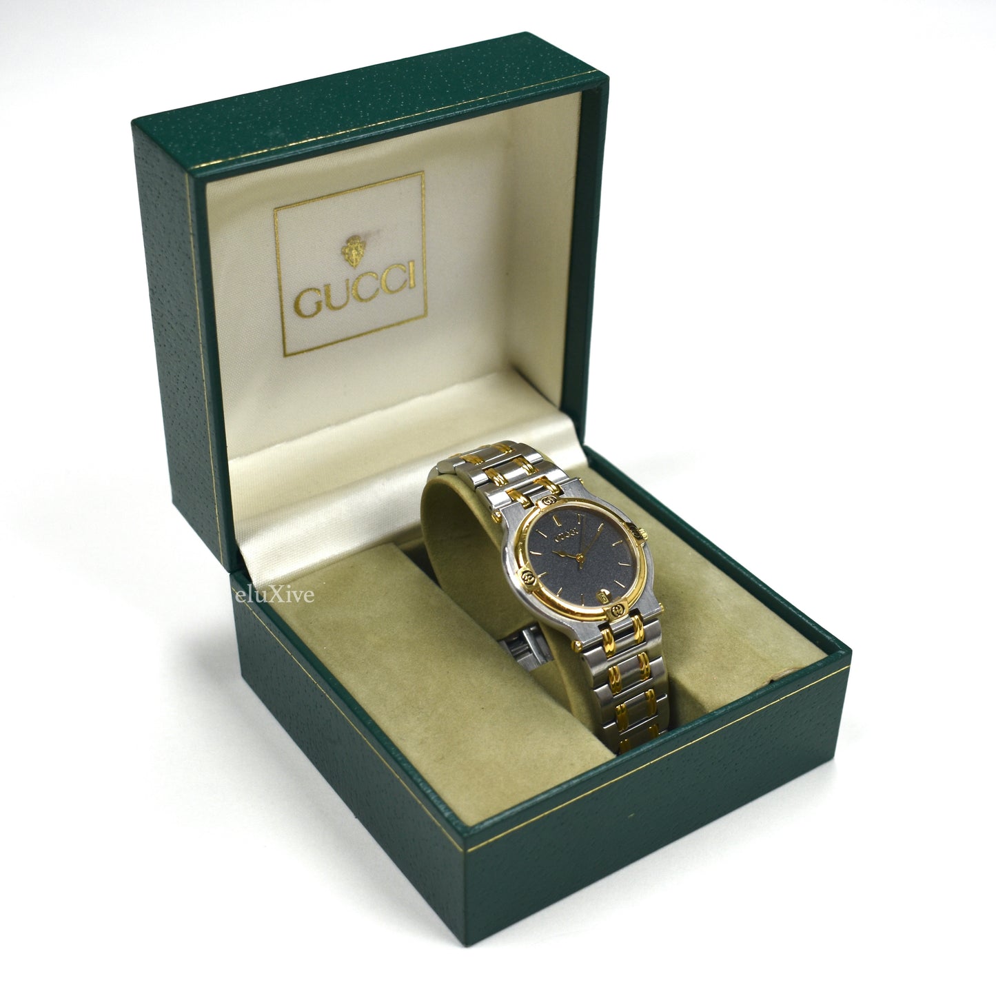 Gucci - 9000M Gold / Steel Graphite Dial Watch (Solid Links)
