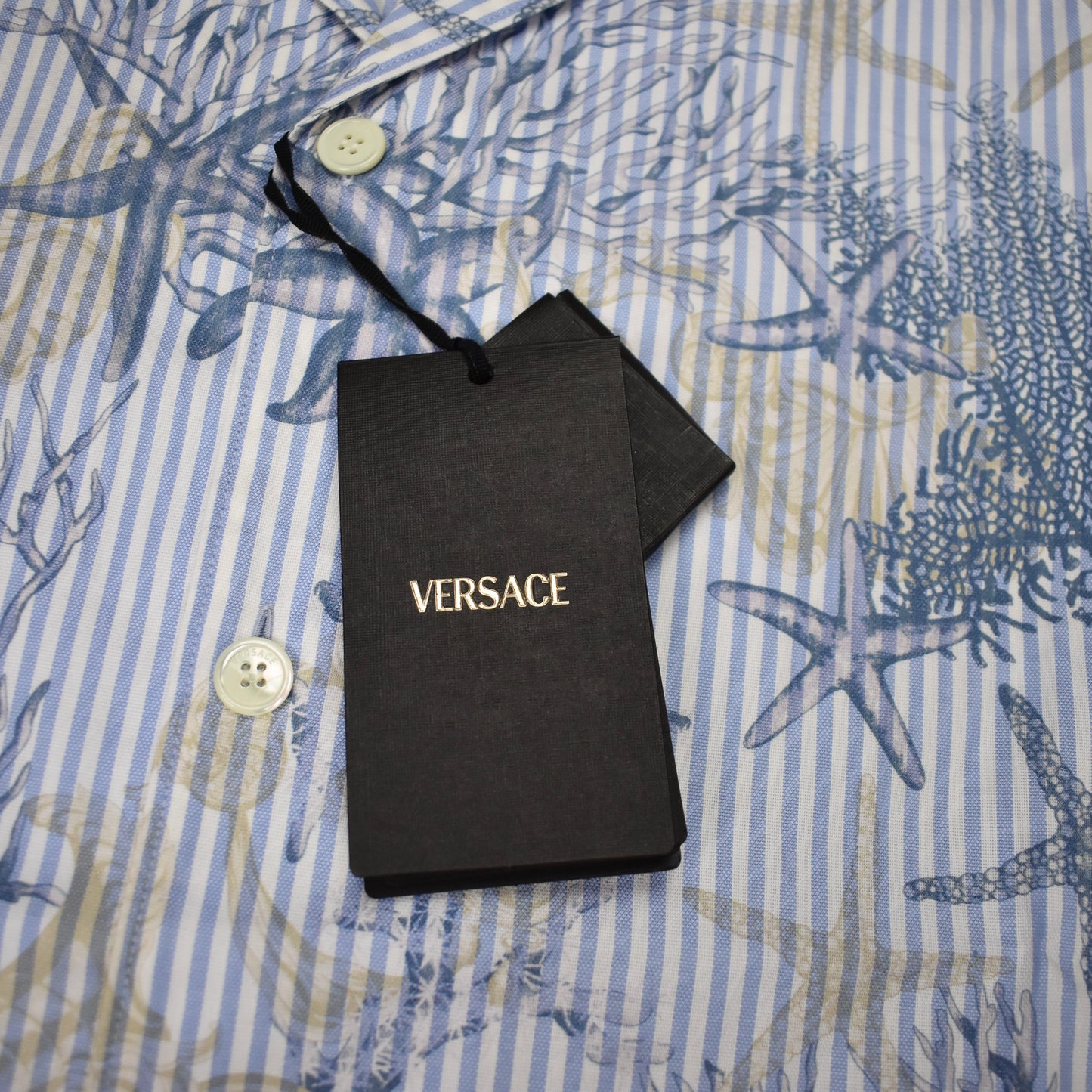 Versace - Striped Poplin Sea Print Shirt
