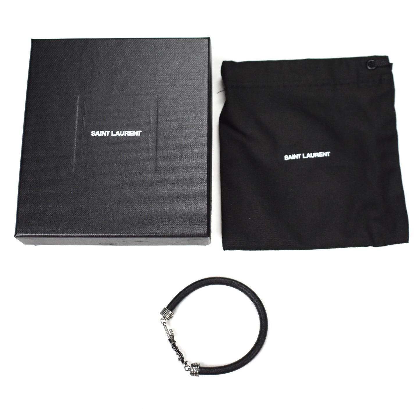 Saint Laurent - YSL Logo Opyum Leather Bracelet