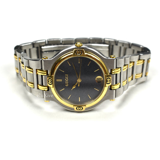 Gucci - 9000M Gold / Steel Graphite Dial Watch (Solid Links)