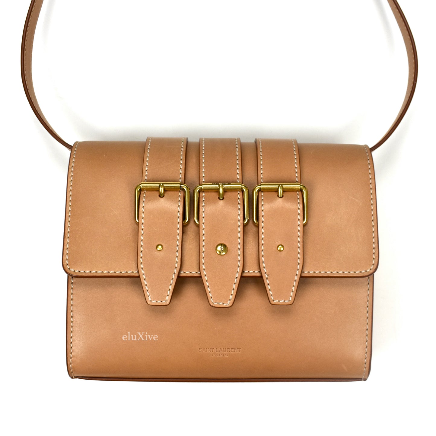 Saint Laurent - Vintage Tan Leather 3 Buckle Bag