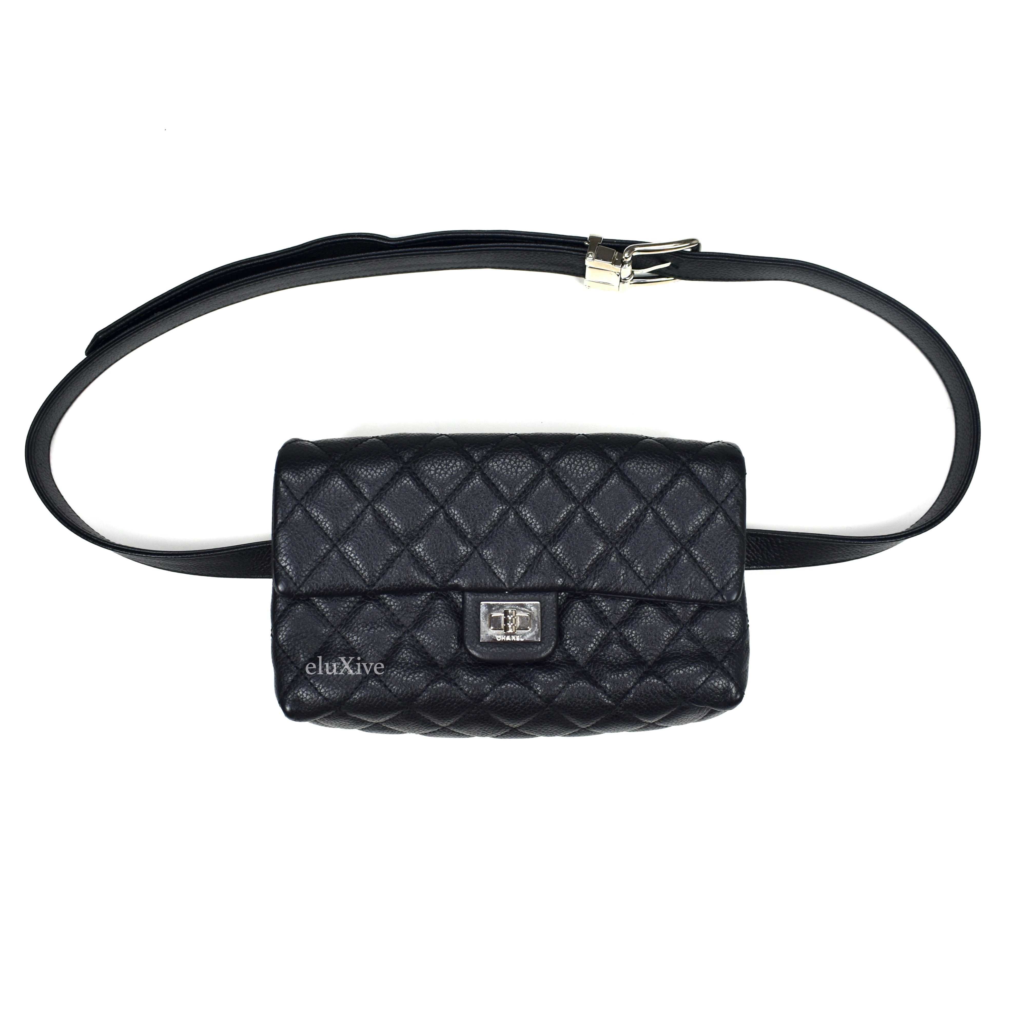 Chanel - Black Quilted Leather 2.55 Reissue Uniform Belt Bag – eluXive