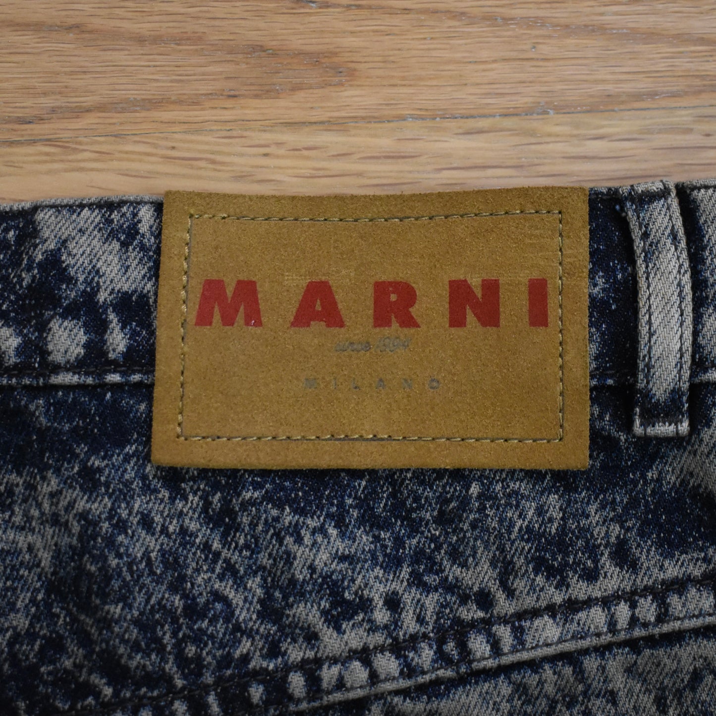 Marni - Marble Washed Denim Wide Leg Jeans