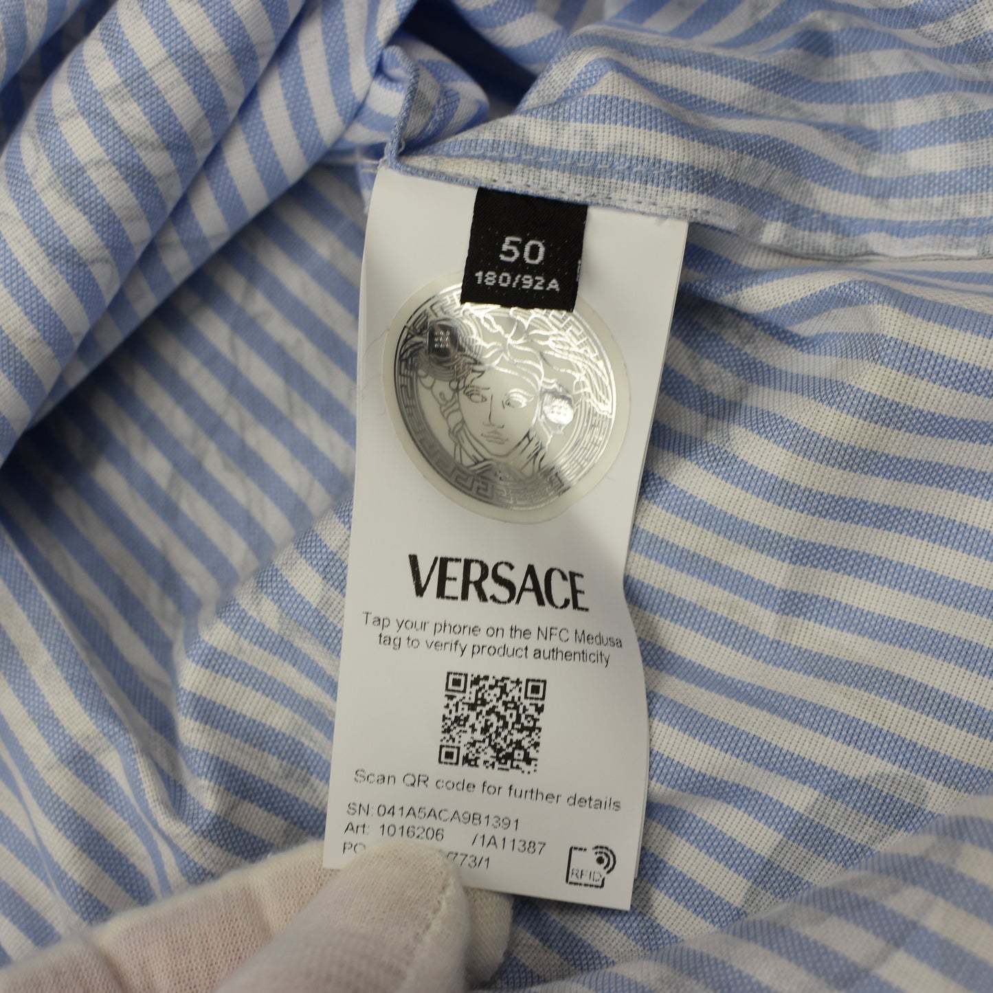Versace - Striped Poplin Sea Print Shirt